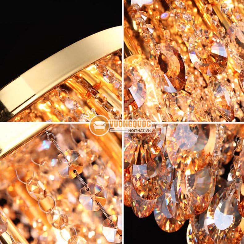 Đèn mâm ốp trần pha lê màu gold luxury ATL695-5